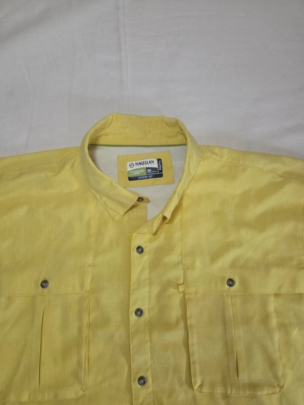 Magellan Fish Wear Shirt Men’s 3XL Short Sleeve Button Loose Fit Yellow Mag Wick